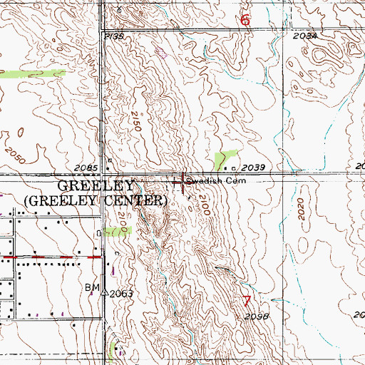 Topographic Map of Swedish Cemetery, NE