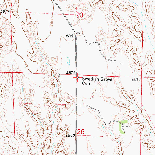 Topographic Map of Swedish Grove Cemetery, NE
