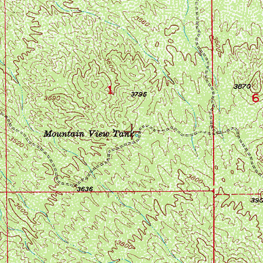 Topographic Map of Mountain View Tank, AZ