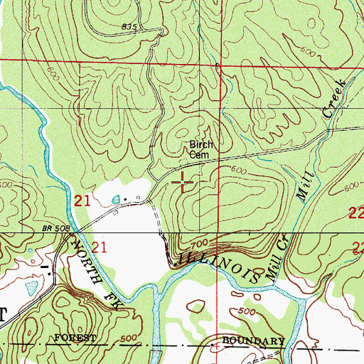 Topographic Map of Bursh School, AR