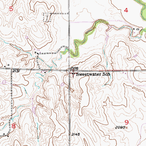 Topographic Map of Sweetwater School (historical), NE