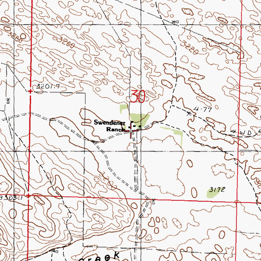 Topographic Map of Swendener Ranch, NE