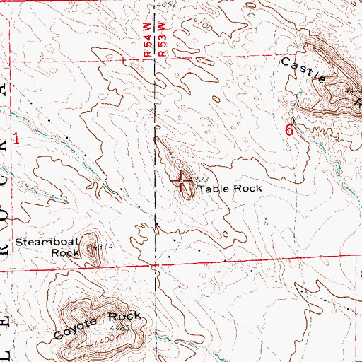Topographic Map of Table Rock, NE