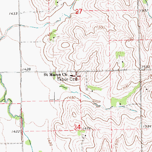 Topographic Map of Tabor Cemetery, NE