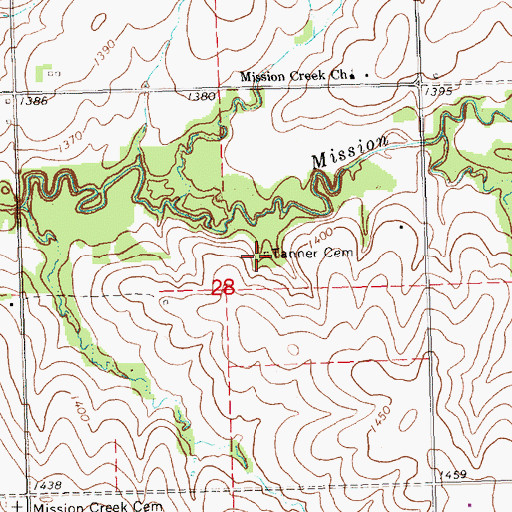 Topographic Map of Tanner Cemetery, NE