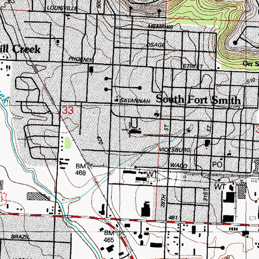 Topographic Map of Carnall Elementary School, AR