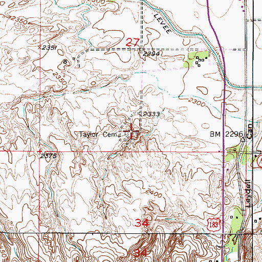 Topographic Map of Taylor Cemetery, NE