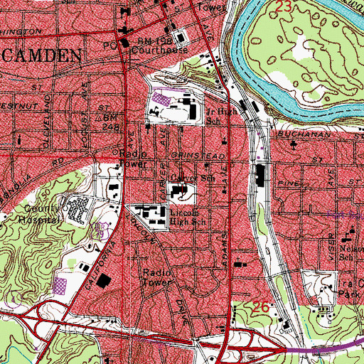 Topographic Map of Carver Elementary School, AR