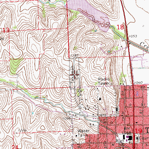 Topographic Map of Tekamah Cemetery, NE