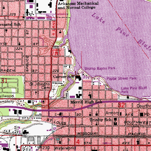 Topographic Map of Carver Elementary School, AR