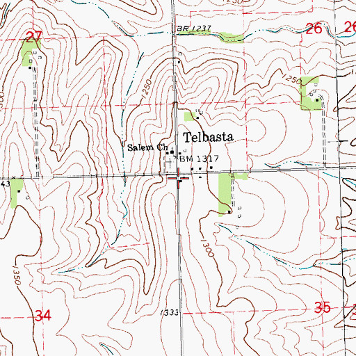Topographic Map of Telbasta, NE