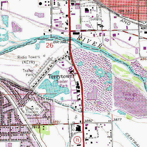 Topographic Map of Terrytown, NE