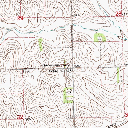 Topographic Map of Theophilus Church, NE