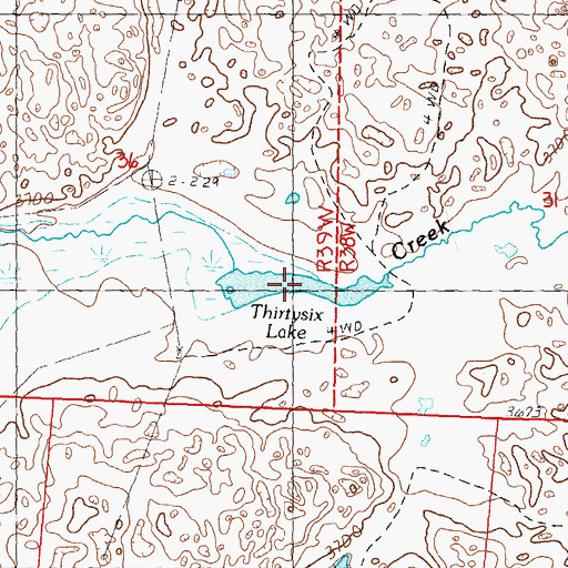 Topographic Map of Thirty-Six Lake, NE