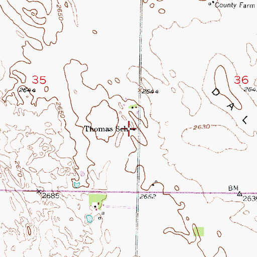 Topographic Map of Thomas School (historical), NE