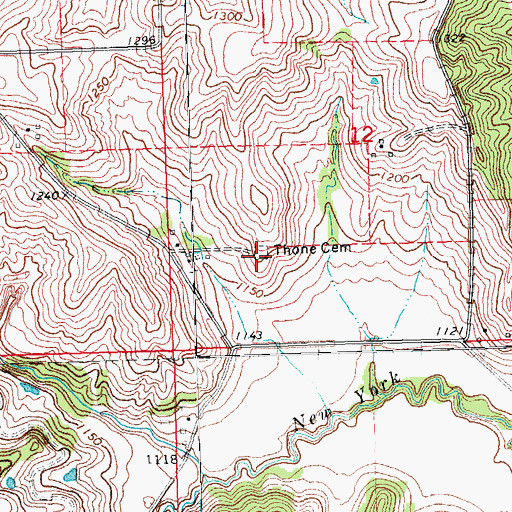 Topographic Map of Thone Cemetery, NE