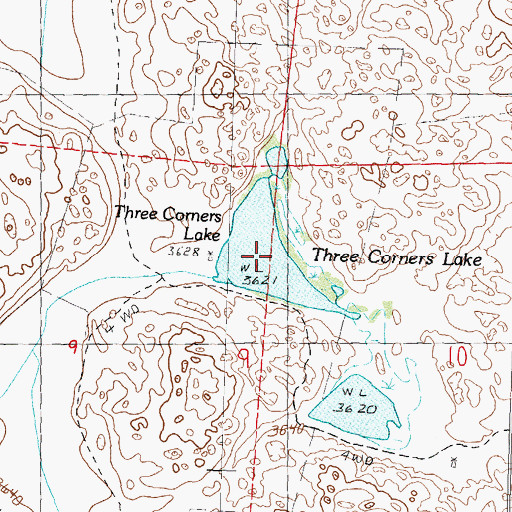 Topographic Map of Three Corners Lake, NE