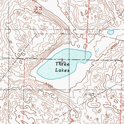 Topographic Map of Three Lakes, NE