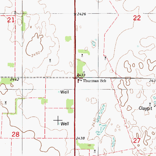 Topographic Map of Thurman School, NE