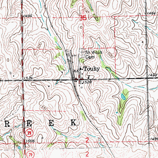 Topographic Map of Touhy, NE