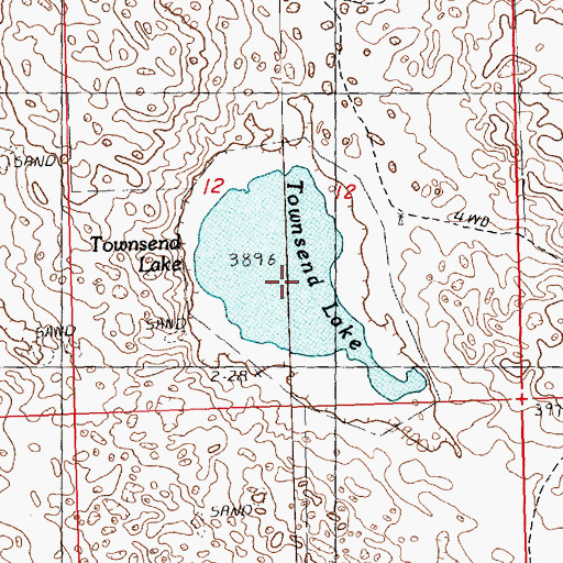 Topographic Map of Townsend Lake, NE