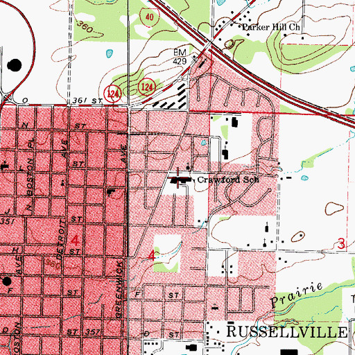 Topographic Map of Crawford Elementary School, AR