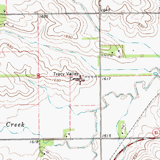 Topographic Map of Tracy Valley Cemetery, NE