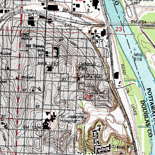 Topographic Map of Train School, NE