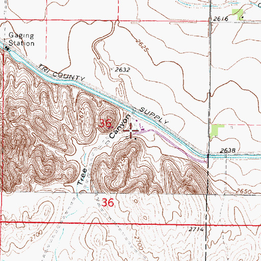 Topographic Map of Tree Canyon, NE