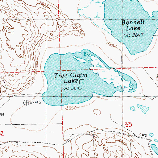 Topographic Map of Tree Claim Lake, NE