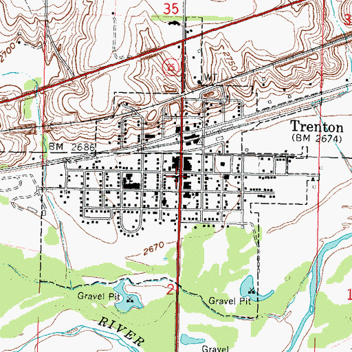 Topographic Map of Trenton, NE