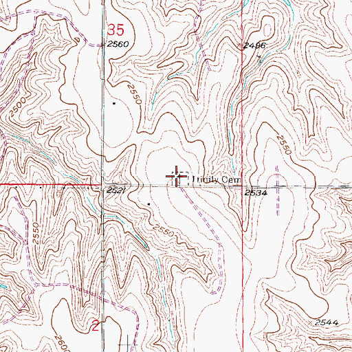 Topographic Map of Trinity Cemetery, NE