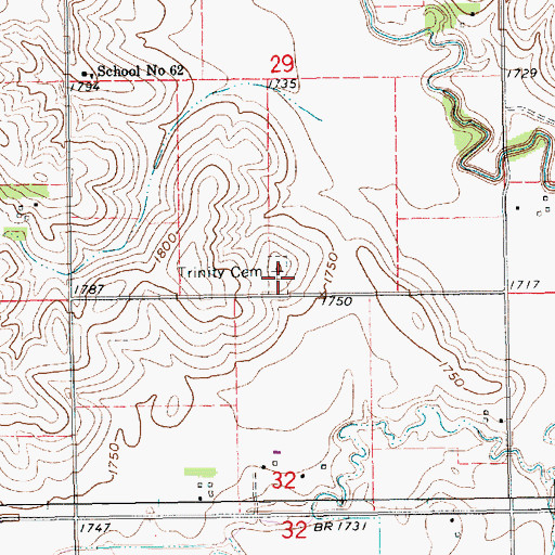 Topographic Map of Trinity Cemetery, NE