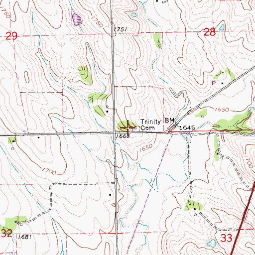 Topographic Map of Trinity Cemetery, NE