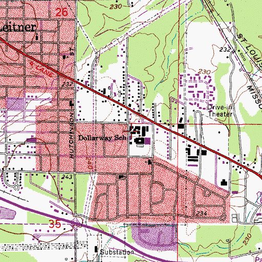 Topographic Map of Dollarway High School, AR