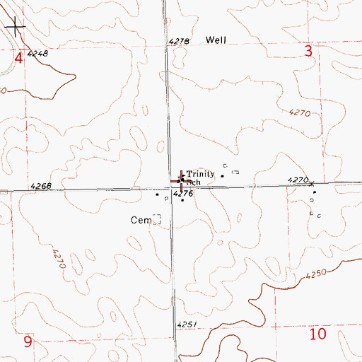 Topographic Map of Trinity Church, NE