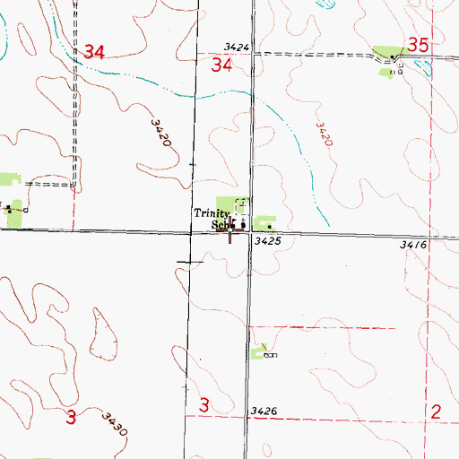 Topographic Map of Trinity School, NE