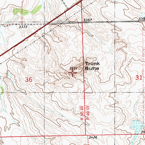 Topographic Map of Trunk Butte, NE