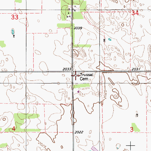 Topographic Map of Trussel Cemetery, NE