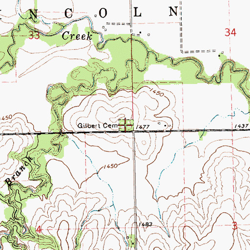 Topographic Map of Gilbert Cemetery, NE