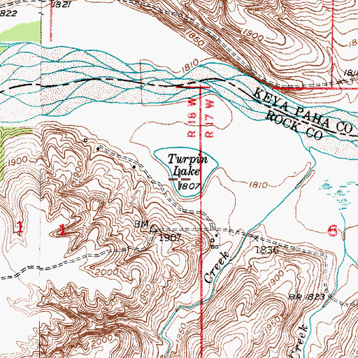 Topographic Map of Turpin Lake, NE