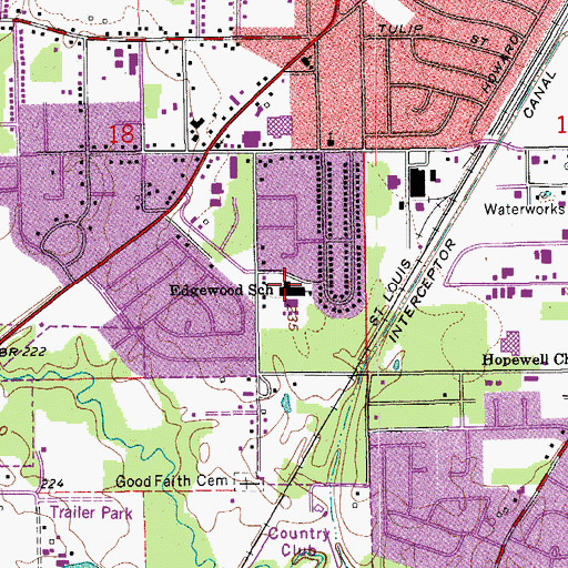 Topographic Map of Edgewood Elementary School, AR