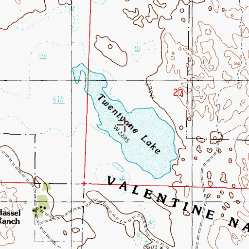 Topographic Map of Twentyone Lake, NE