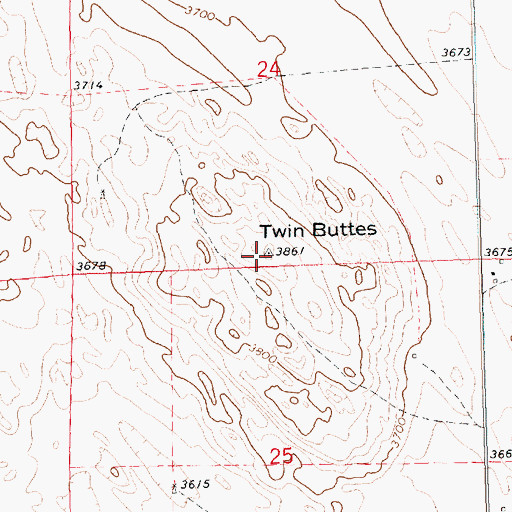 Topographic Map of Twin Buttes, NE
