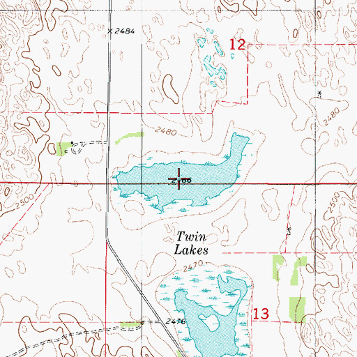 Topographic Map of Twin Lakes, NE