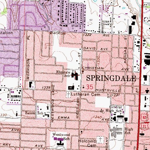 Topographic Map of Elmdale Elementary School, AR