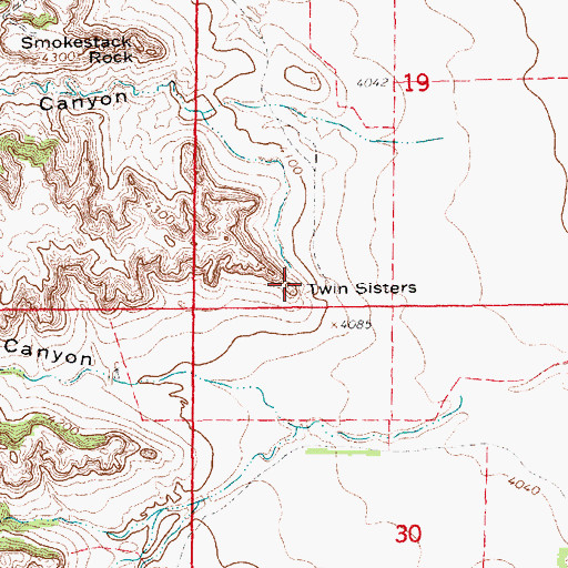 Topographic Map of Twin Sisters, NE
