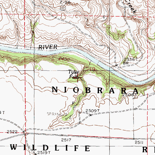 Topographic Map of Tyler Falls, NE