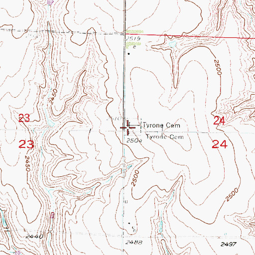 Topographic Map of Tyrone Cemetery, NE