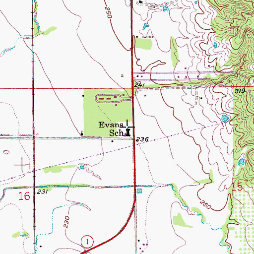 Topographic Map of Evans Elementary School, AR